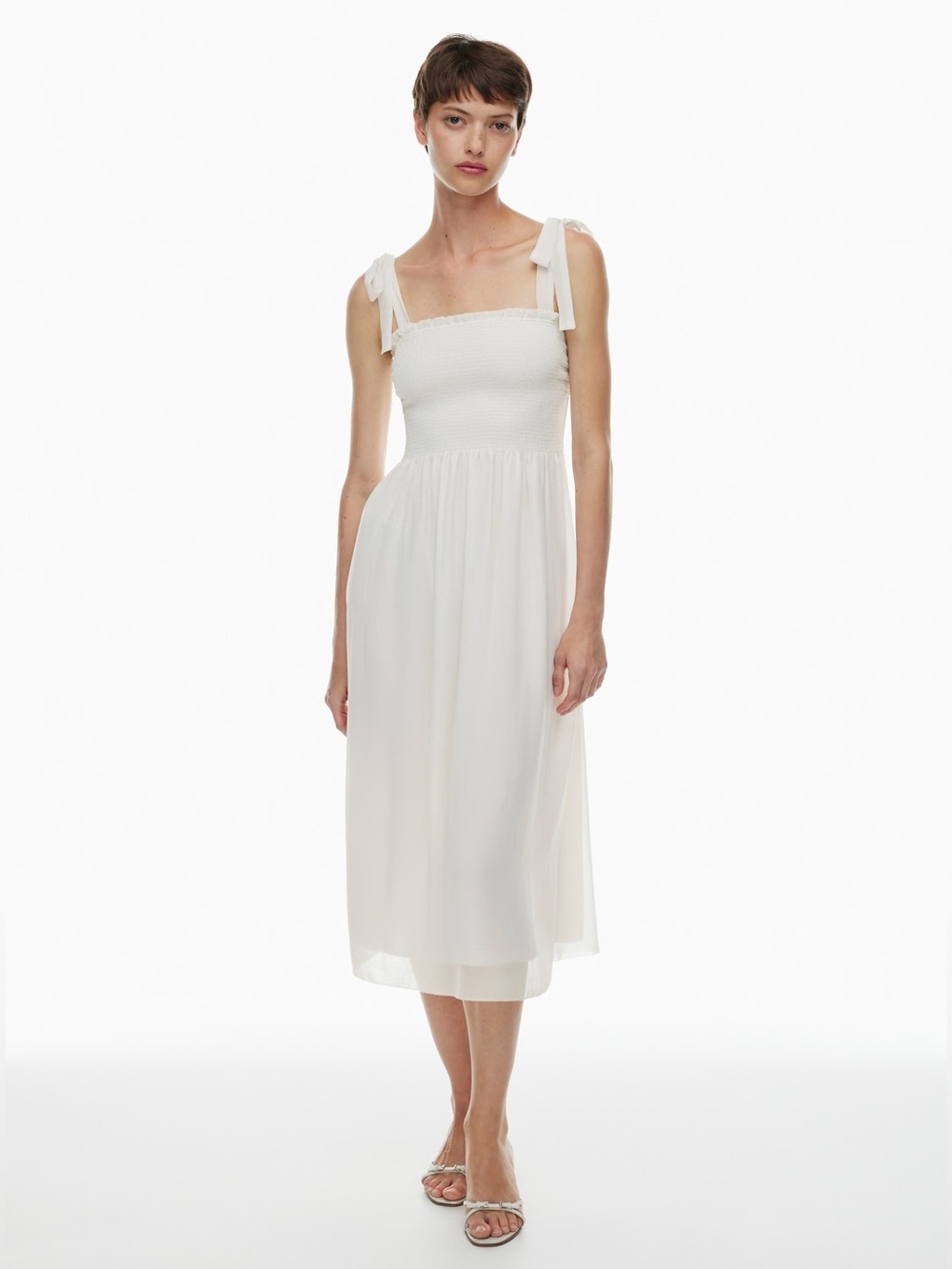 Aritzia Wilfred Golden Hour Midi Dress - White Chiffon